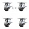 Service Caster 4 Inch Thermoplastic Caster Set with Roller Bearing 4 Brake and 2 Swivel Lock SCC-35S420-TPRRF-SLB-BSL-2-SLB-2 - alternate 1
